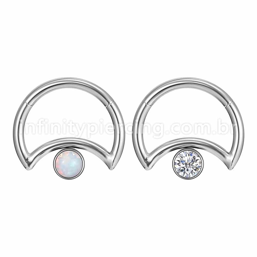 Piercing Daith Segmento Articulado Lua Aço Cirúrgico Zircônia